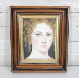 Signed Portrait Painting By Susan Act Carson (2021)  Female Portrait On Board  Framed 15 X 13