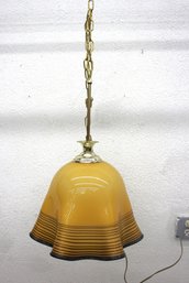 Vintage Art Deco Amber Glass Pendant Light  21H