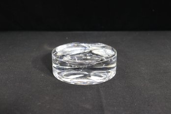 Baccarat Crystal Ashtray Or Catchall  Signed French Art Glass  Modern Design