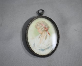 Vintage Framed Oval Mini Portrait Pendant