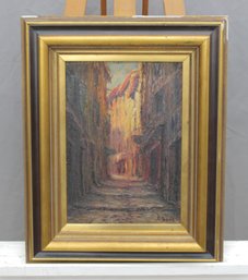 Signed Urban Street Scene Painting   Oil On Canvas, Framed