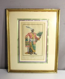 Antique Hand-Colored Engraving Of Fourri, King Of Allada (Roi DArdres)  18th Century
