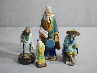 Group Lot Of 4 Vintage Chinese Mudmen Figurines