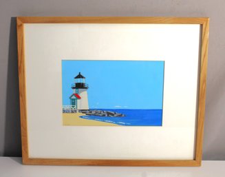 Signed Coastal Lighthouse Painting By Romano - Nautical Scene