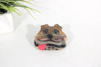 Greg Mack Bulldog Face Business Card Holder / Ashtray  Vintage Resin Desk Accessory 4'