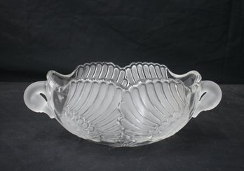 Exquisite Frosted And Clear Glass Bowl With Winged Handles - Elegant Design