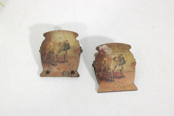 Pair Antique Camel Figural Metal Clips  Vintage Advertising Style Desk Clips 3'