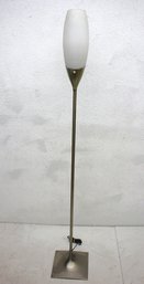 Mid-Century Modern Brass & Frosted Glass Globe Floor Lamp  67'H