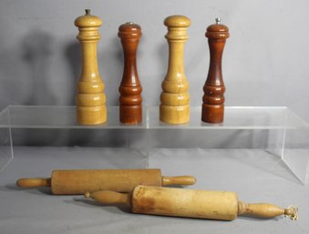 Classic Wooden Kitchen Essentials: Salt & Pepper Mills And Rolling Pins