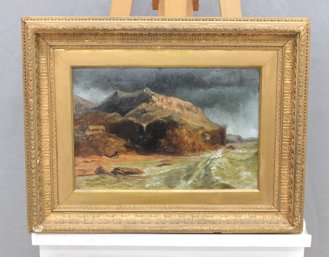 Signed Oil On Board Mountain Landscape, Framed