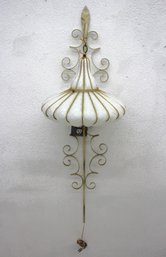 Vintage Wrought Iron & Frosted Glass Wall Sconce  52'H- ( Needs To Be Rewire )