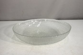 Vintage Textured Glass Serving Bowl  12.5 Round