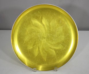 Vintage Gilded Aluminum Serving Tray  11.5 Round