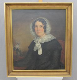 Oil On Canvas Portrait Of Woman, Period Attire, Framed