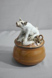 Artisan Pottery Signed Pigurine Top Earthenware Jar