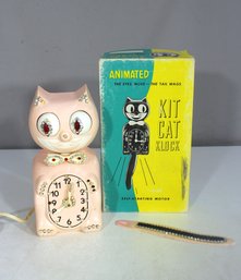 Vintage Jeweled Ivory Kit-Cat Klock With Box  Repaired In 1971 (Untested)