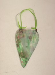 Vintage Art Glass Heart Shaped Wall Pocket Vase  6H  Hand Blown Decorative Hanging Glass