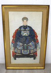 Framed Large Chinese Gouache Portrait Of  Empress