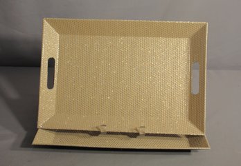 Pair Of 16' X 11' Glimmering Gold-Tone Serving Tray