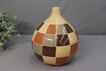 #2 - Global Home Target 11' Patchwork/checkerboard Onion Form Vase