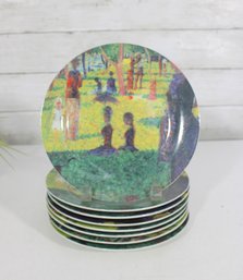 Set Of 8 Georges Seurat Porcelain Plates  Pointillism Scene 8' Decorative Plates