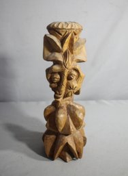 Intricately Carved Totemic Wooden Sculpture