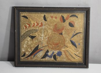 French Art Deco Floral Print By Tolmer  Framed, Made In France