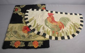Charming Rooster-Themed Hand-Hooked Rug