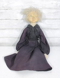 Vintage Handmade Folk Art Cloth Doll  Primitive Fabric Doll W/ Yarn Hair  24' Tall