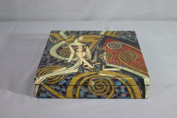 Ting Shao Kuang Chinese Wood Box Antique Vintage Figurative Paintings Era