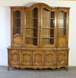 Large French Provincial Style Buffet Hutch/Console With Glass Display Cabinet