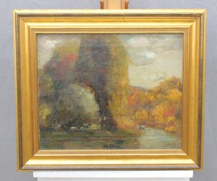 Signed Oil On Canvas Autumn Landscape, Framed