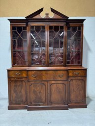 Mahogany Breakfront With Secretary And Storage Shelfs & Drawers