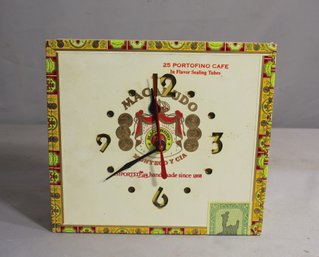 Vintage CIGAR BOX Clock Macanudo -(8' X  8.5' ) Untested