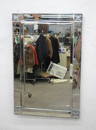 Vintage Venetian-Style Beveled Mirror With Etched Floral Corners  30.5H X 20W