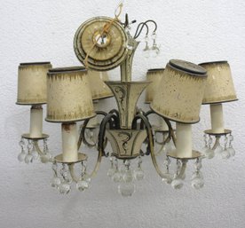 Vintage French Country 6-Light Chandelier With Crystal Accents  18H X 19 Round