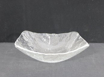 Crate & Barrel Orion Large 11.75 Square Textured Glass Serving Bowl