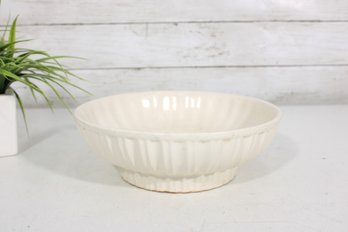 Vintage Hull Pottery Ribbed Mixing Bowl  Cream Glaze  9.5' Diameter  USA