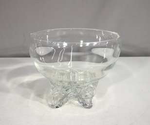 Vintage Footed Glass Punch Bowl  6H X 8 Round