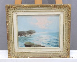 Signed Oil On Board Coastal Seascape, Framed