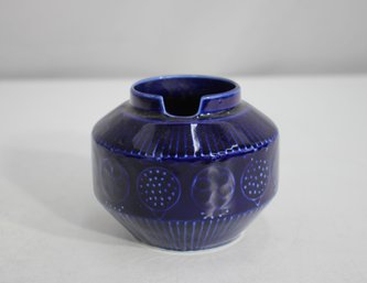 Vintage Blue Glazed Ceramic Ashtray Vase  3.5H