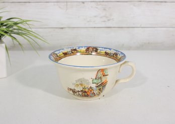 Vintage British Anchor Old English Coaching Scenes Chamber Pot  Made In England  3'x 5.5' Round