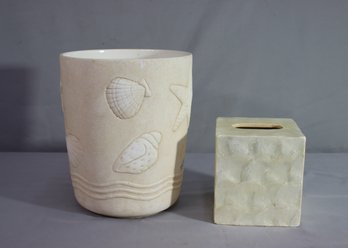 Royal Velvet  Bathroom Trach Can And Tissue Holder