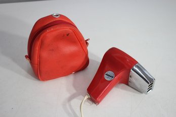 Vintage Noble Red Travel Hair Dryer With Carrying Case