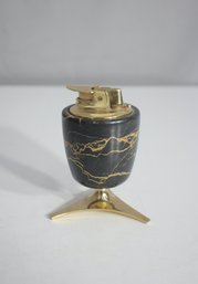 Vintage Ronson Table Lighter In Black Marble And Brass