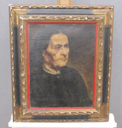 Signed Oil On Canvas Portrait Of Elderly Woman, Framed