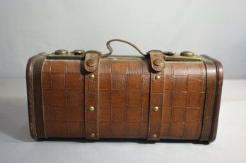 Trunk Train Case Wooden Leather Suitcase Retro / Old Looking Luggage Home Decor