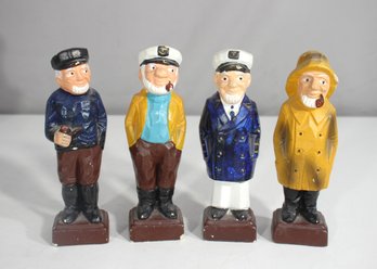 Set Of 4 Vintage Nautical Sea Captain Figurines  6.5 Hand-Painted Ceramic