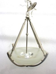 Modern Brushed Nickel & Frosted Glass Chandelier  29H X 24 Round