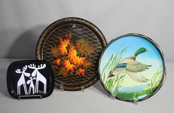 Trio Of Vintage Tin Serving  Trays